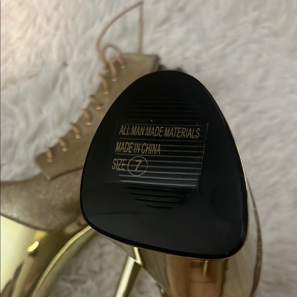 Gold Glitter Platform Ankle Boots - Picture 2 of 5